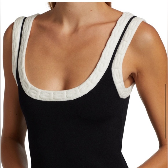 Alexander Wang Jacquard Logo Trim Mini-Dress in Black & White - Picture 3 of 3